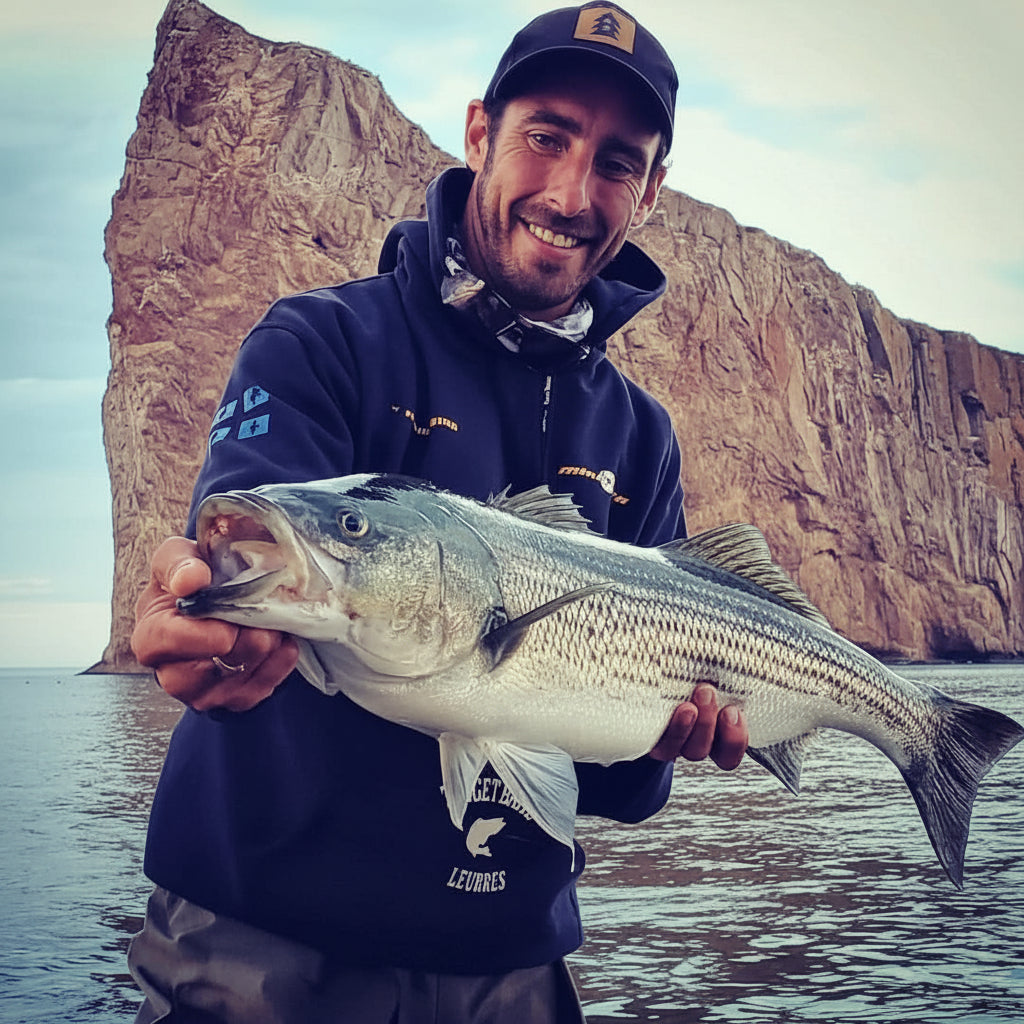 peche au rocher percé le bar rayé avec nos leurre eel et autre