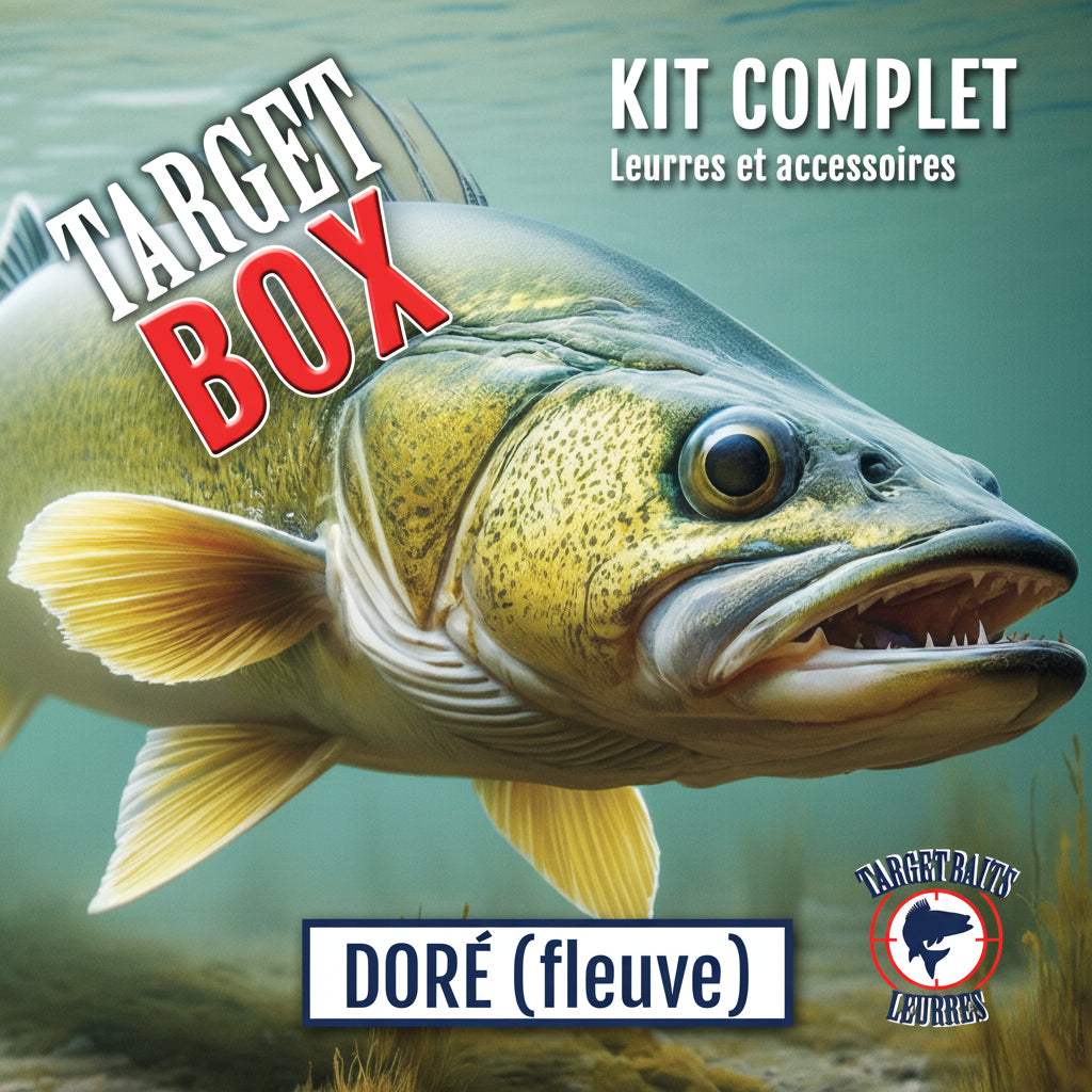 kit complet de peche coffret de leurre adapté pour la peche au doré jaune et noir au fleuve