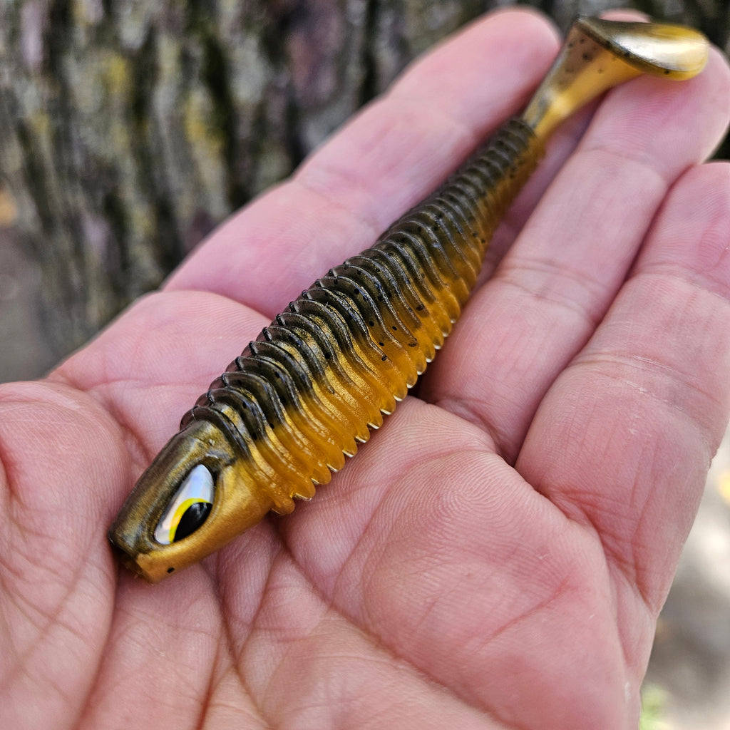 leurre atomic gobies goby rusty black 4 pouces doré et truite grise touladi