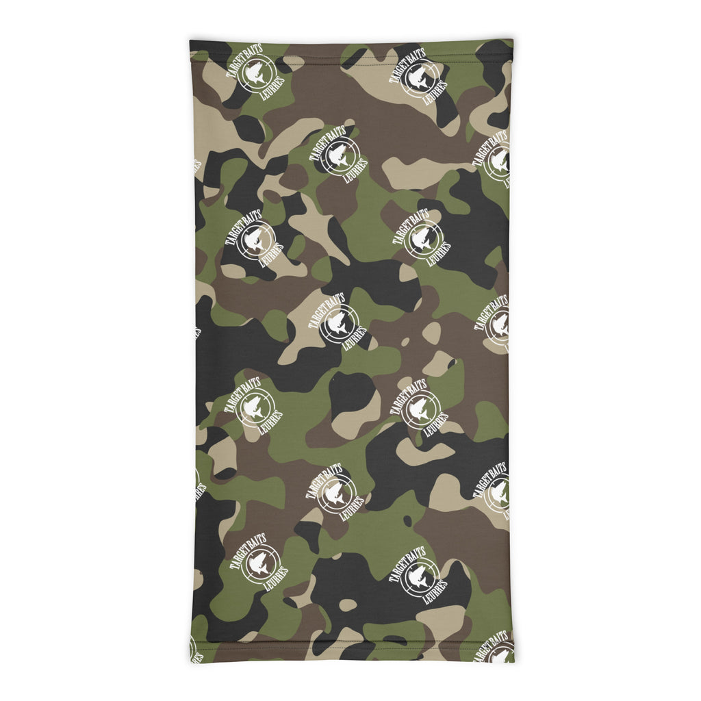 Cache-cou camouflage Target Baits, vue à plat de face.