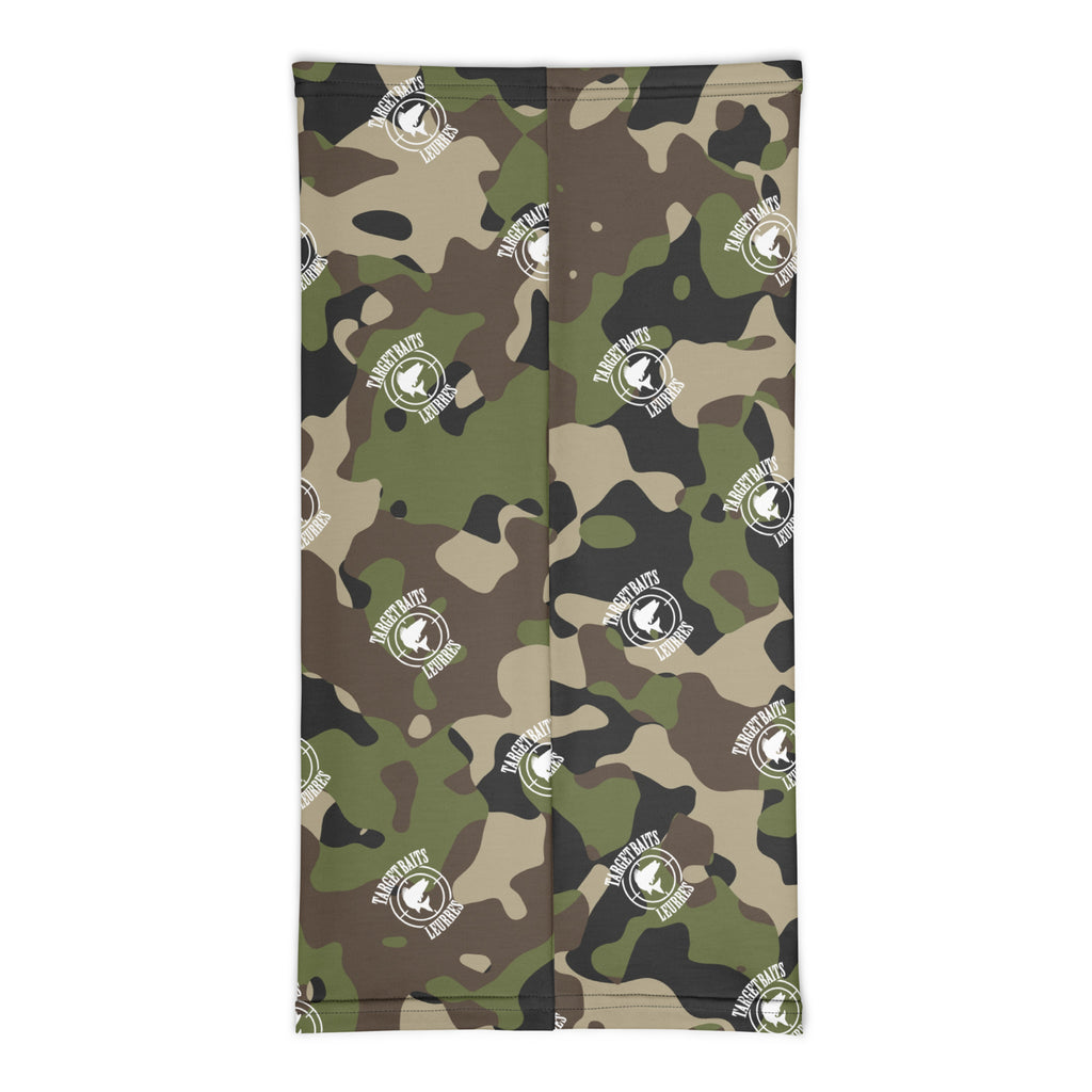 Cache-cou camouflage Target Baits, vue à plat du dos.