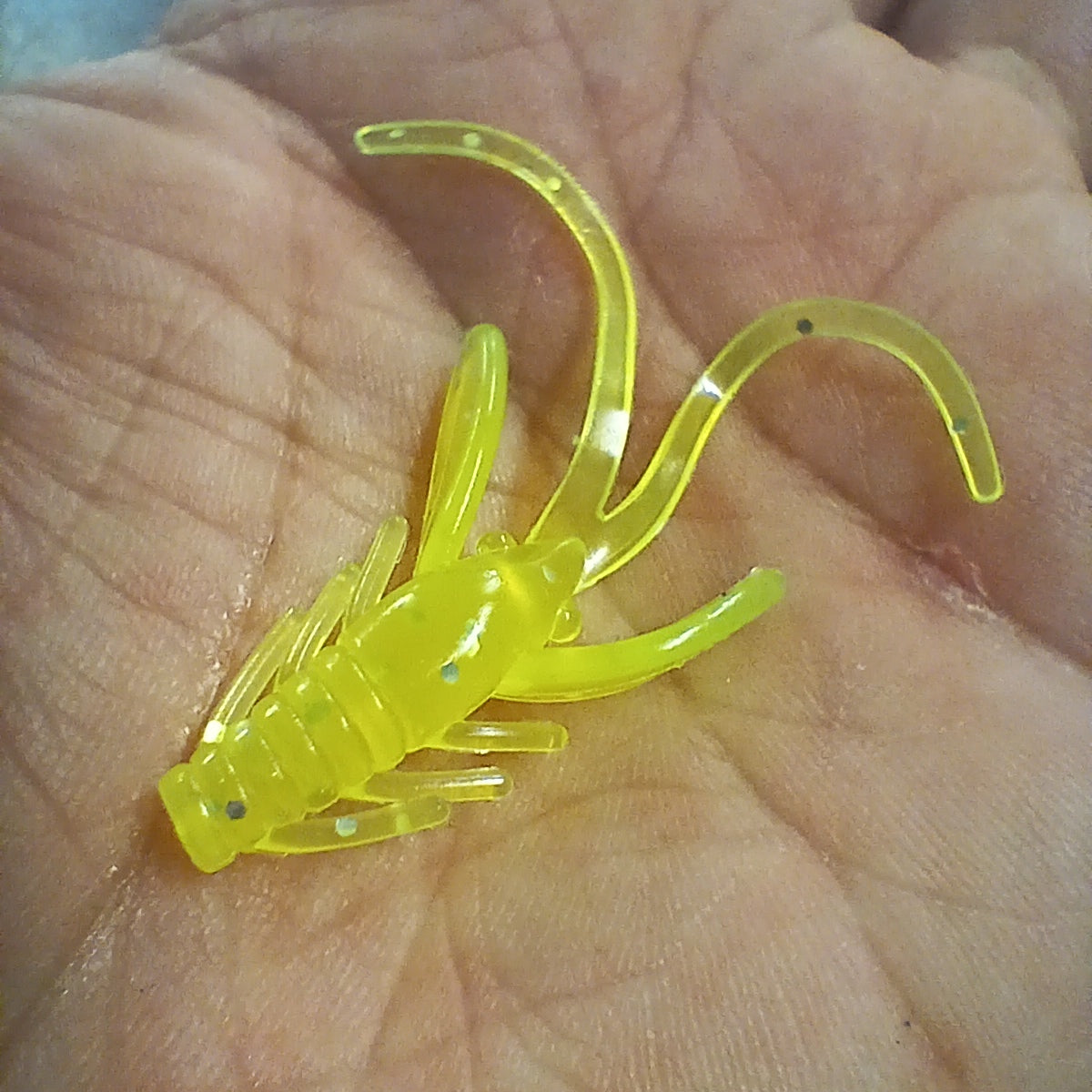 Leurre souple Mini Craw 1,5 po, Chartreuse Glitter.