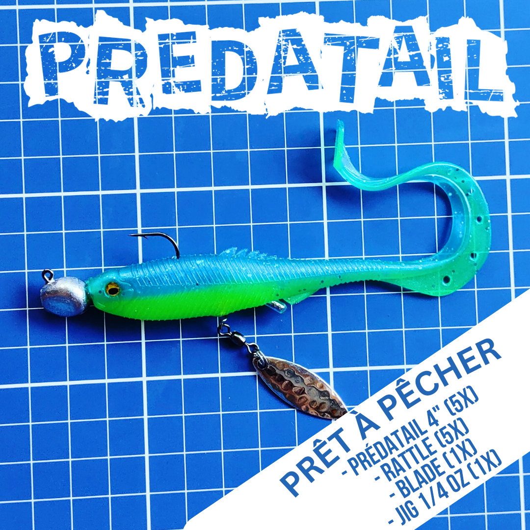 Leurre souple Predatail 4 po PRÊT À PÊCHER, Electric Bleu.