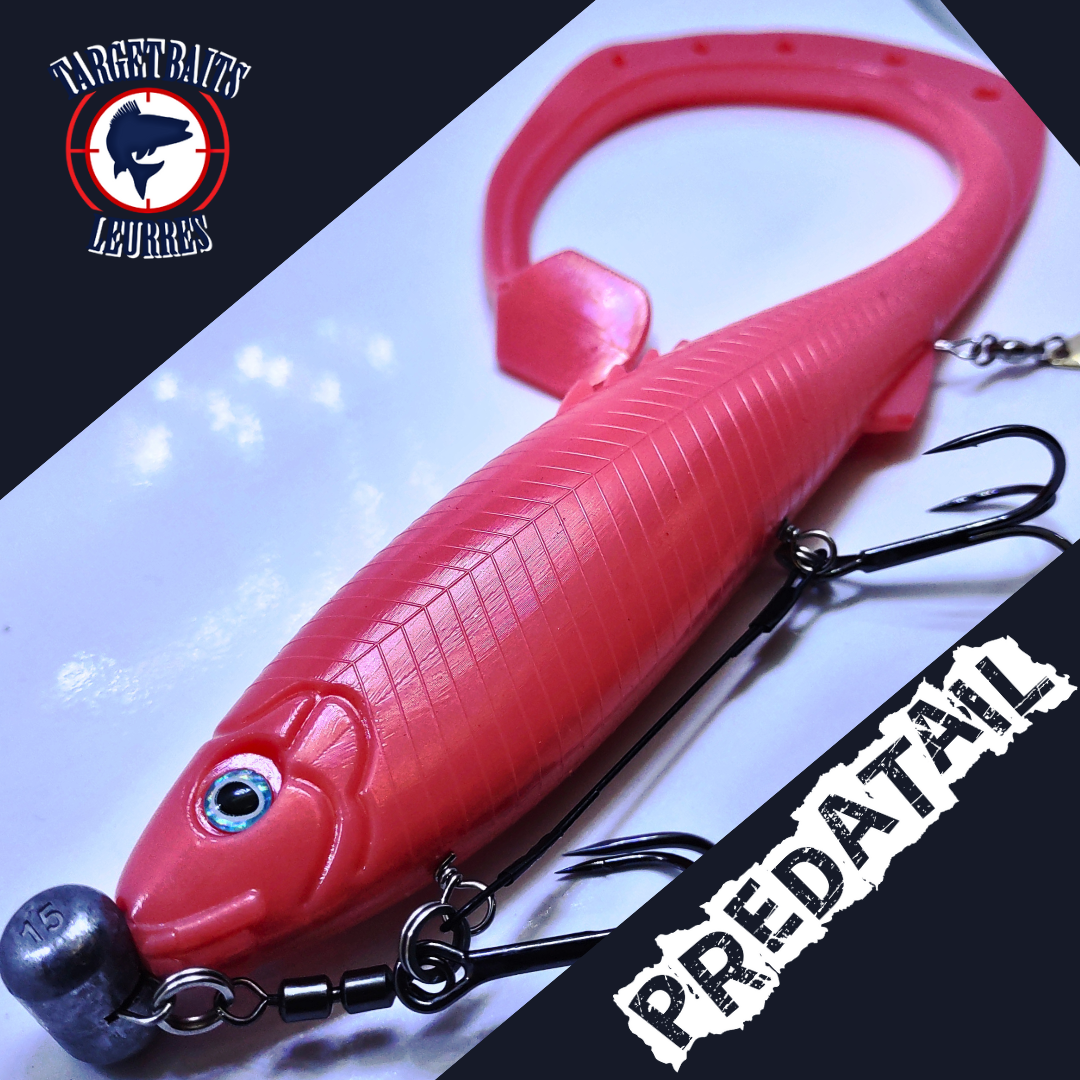 Leurre souple Predatail 9 po avec Shallow Rig, ROSE BUBBLE GUM.