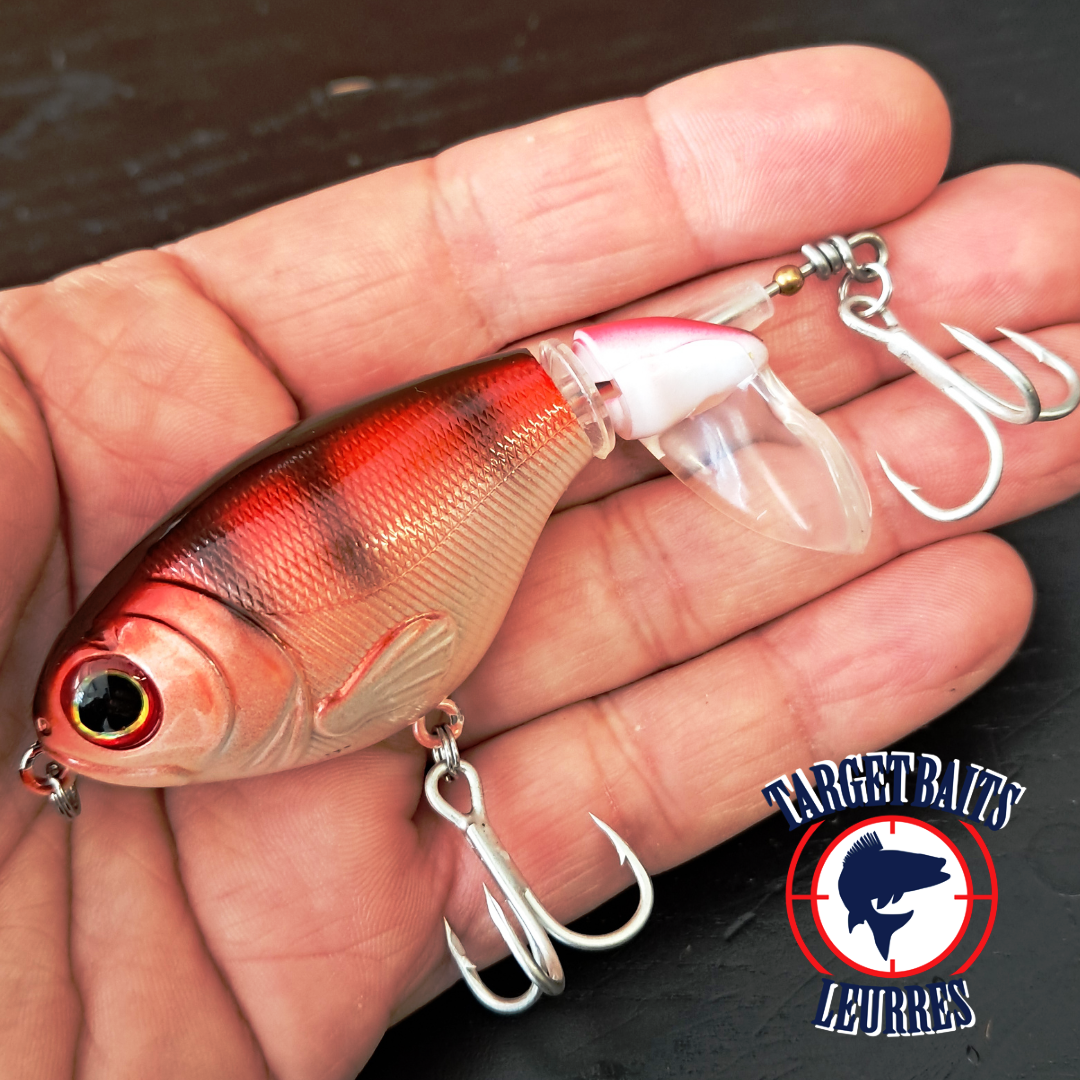 Leurre de surface Target Whopplop, Rouge Tiger.