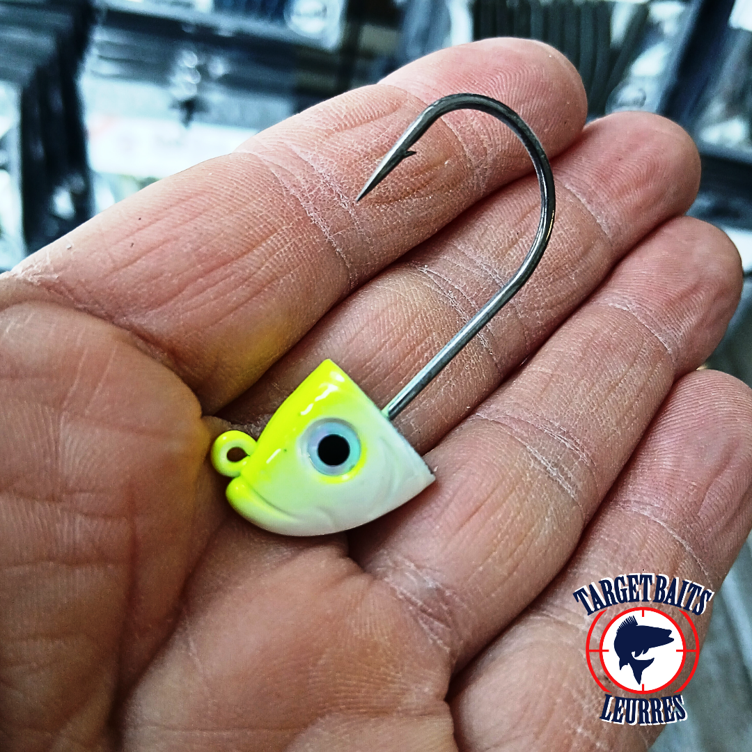 Tête de Jig Shad 3D - Vrac, 1/2 Oz / Chartreuse.
