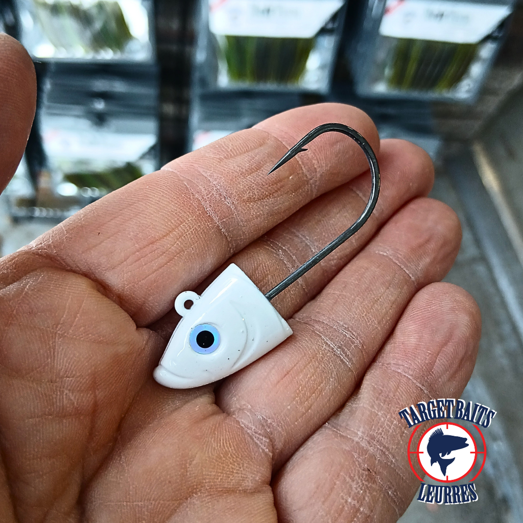 Tête de Jig Shad 3D - Vrac, Blanc.