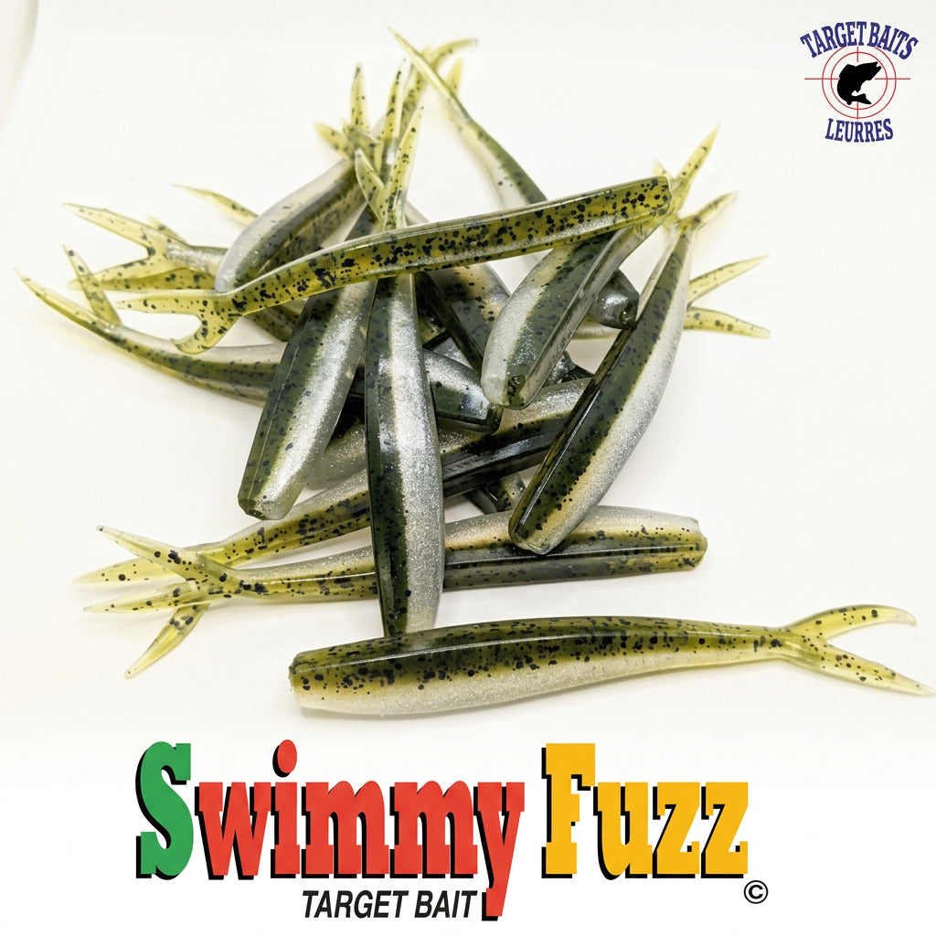 Assortiment de leurres souples Swimmy Fuzz de 4 po à queue fourchue.