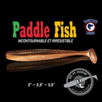 Leurre souple Paddle Fish 3,5 po + Attractant, BLACK GOLD.