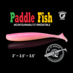 Leurre souple Paddle Fish 3,5 po + Attractant, BUBBLE GUM.
