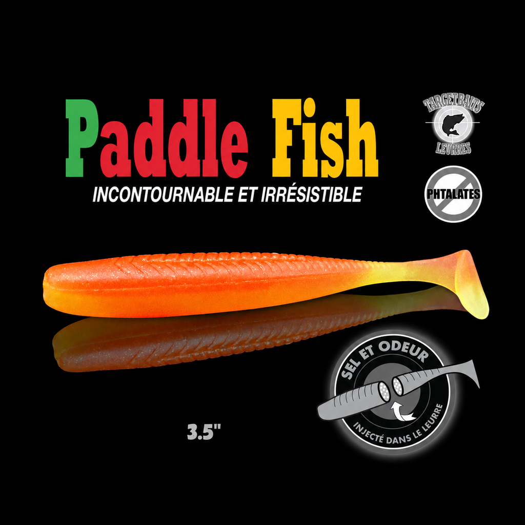 Leurre souple Paddle Fish 3,5 po + Attractant, FIRETIGER.
