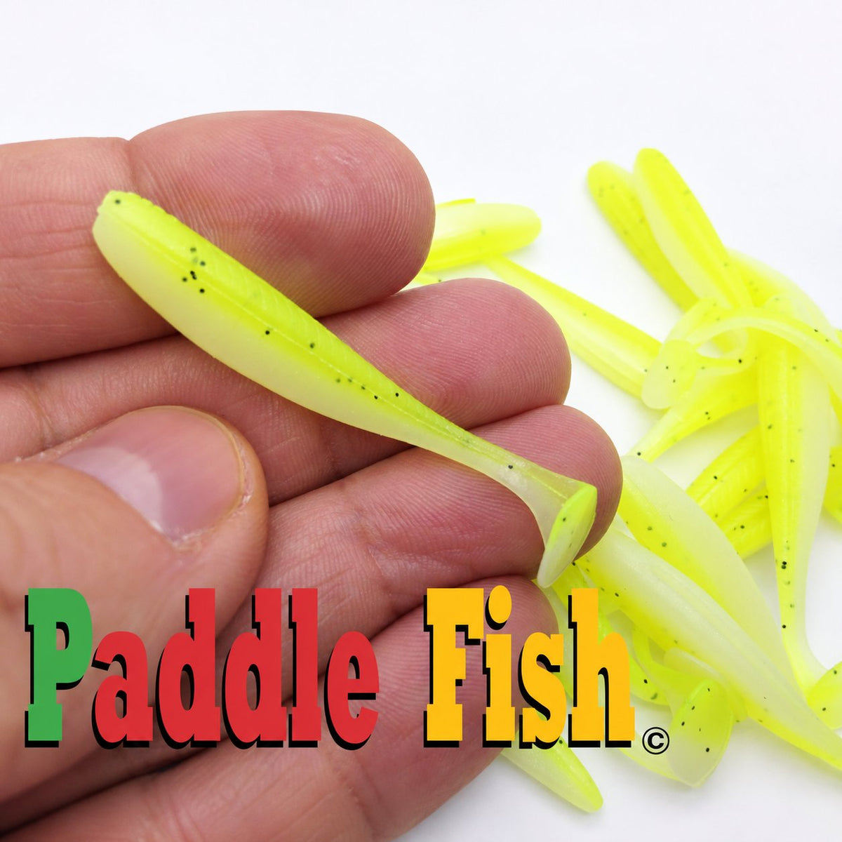 Leurre souple Paddle Fish Mini 2,5 po + Attractant, CHARTREUSE.
