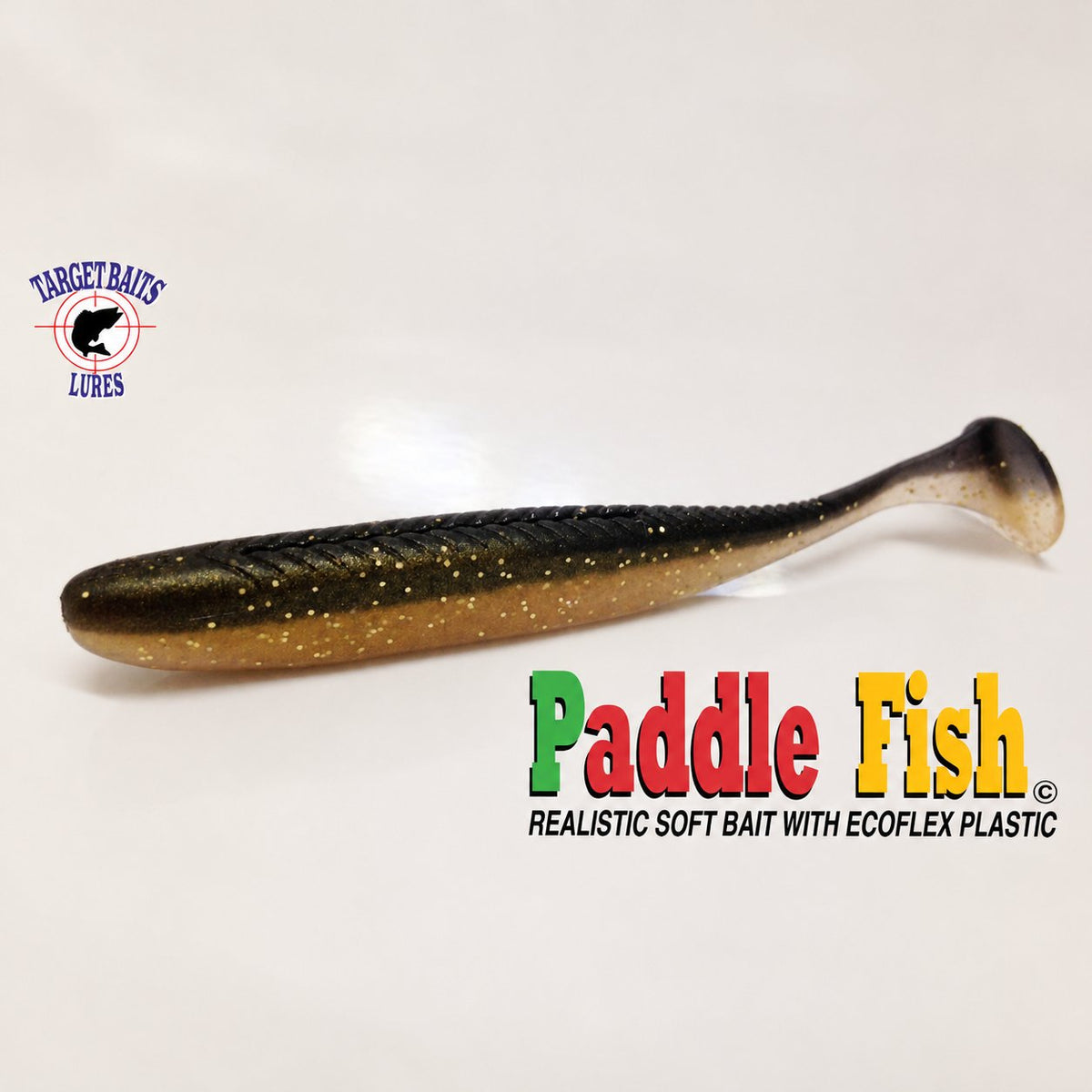 Leurre souple Paddle Fish Mini 2,5 po + Attractant, NOIR GOLD.