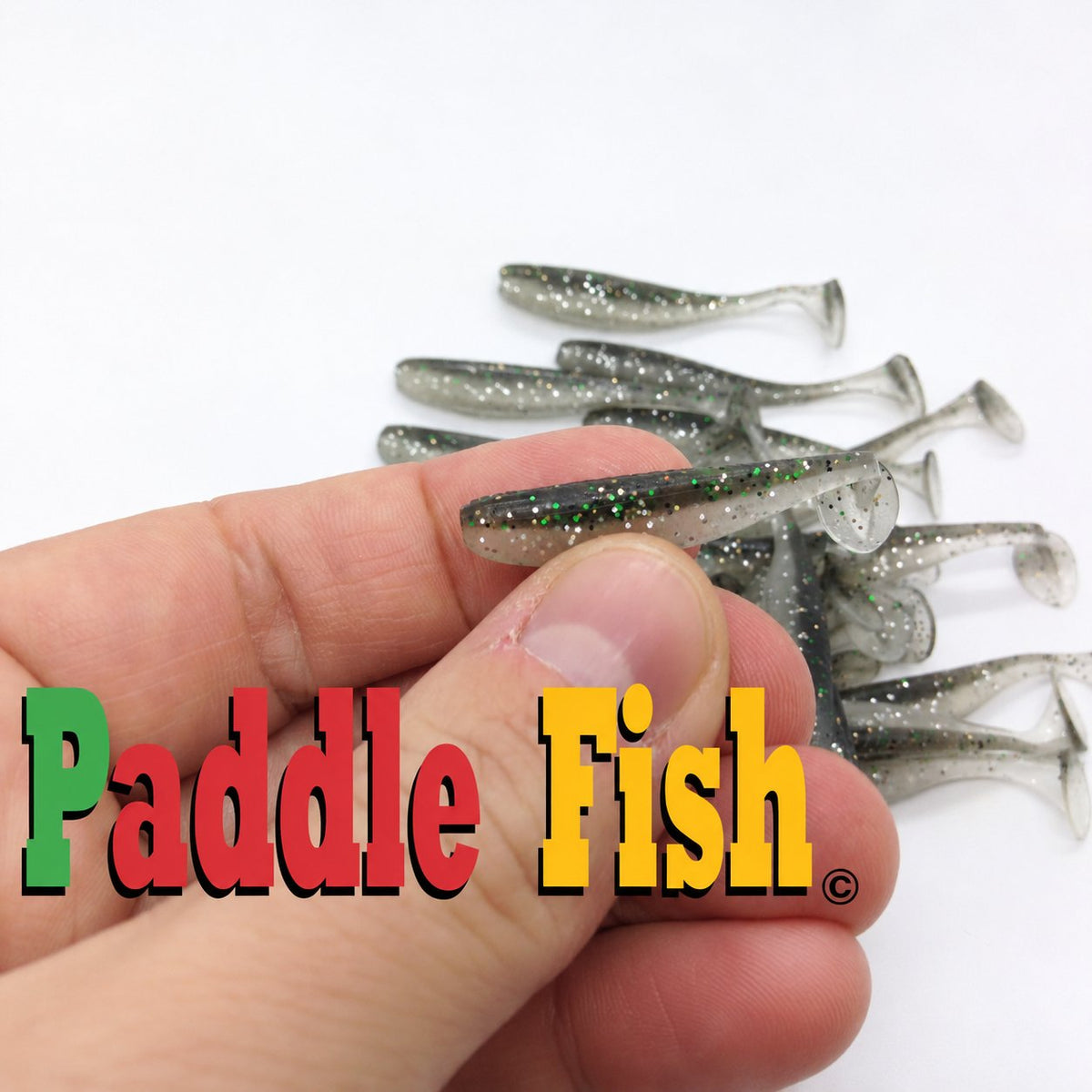 Leurre souple Paddle Fish Mini 2,5 po + Attractant, NOIR SILVER.