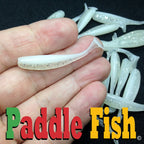 Soft plastic lure Paddle Fish Mini 2-inch + Attractant, BLANC.