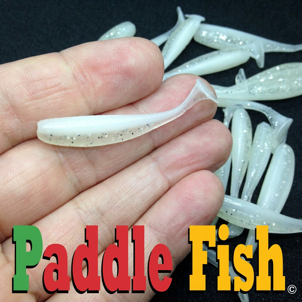 Leurre souple Paddle Fish Mini 2 po + Attractant, BLANC.
