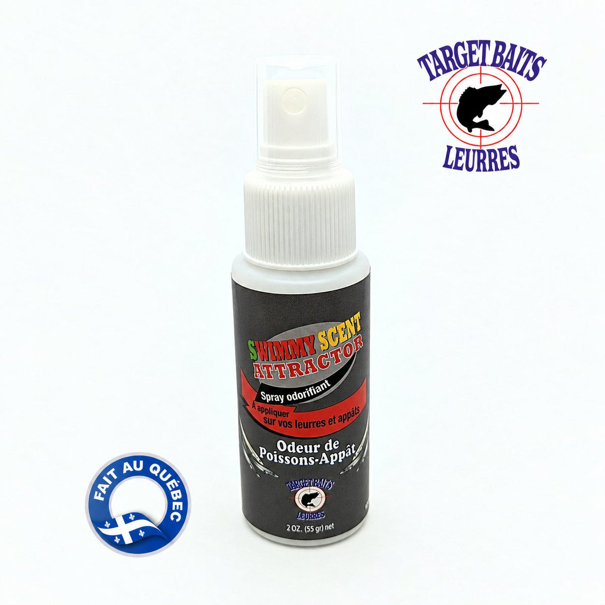 Vaporisateur d’attractant Swimmy Scent à odeur de poisson-appât.