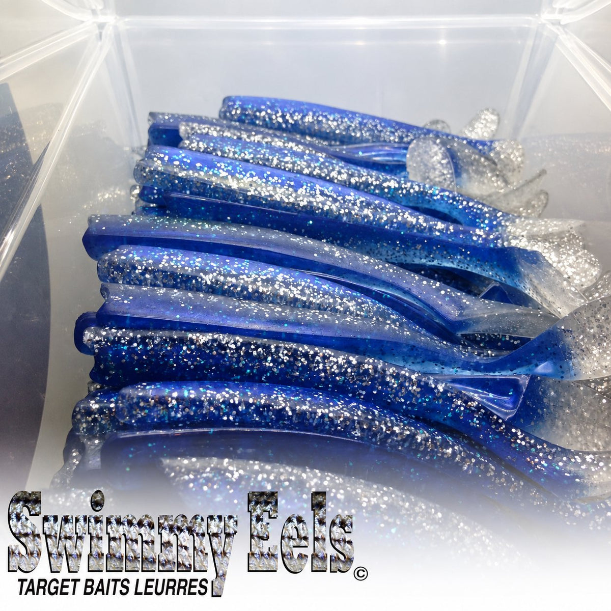 Leurre souple Swimmy Eel 9 Vrac, BLEU  GLITTER.
