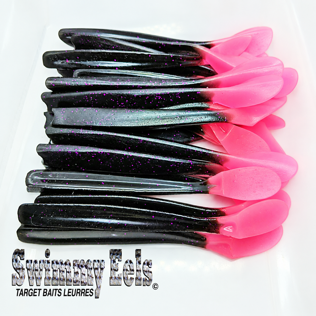 Leurre souple Swimmy Eel 9 Vrac, NOIR ROSE TAIL.