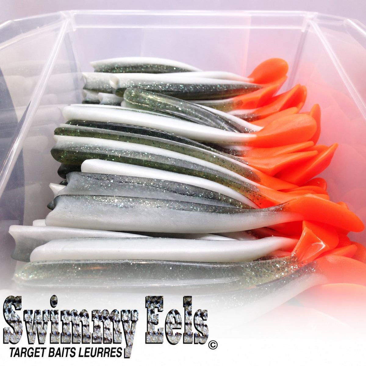 Leurre souple Swimmy Eel 9 Vrac, VERT ORANGE TAIL.