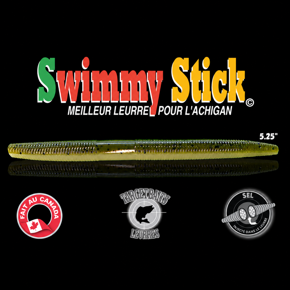 Leurre souple Swimmy Stick 5,25 po, BABY BASS LAMINE.