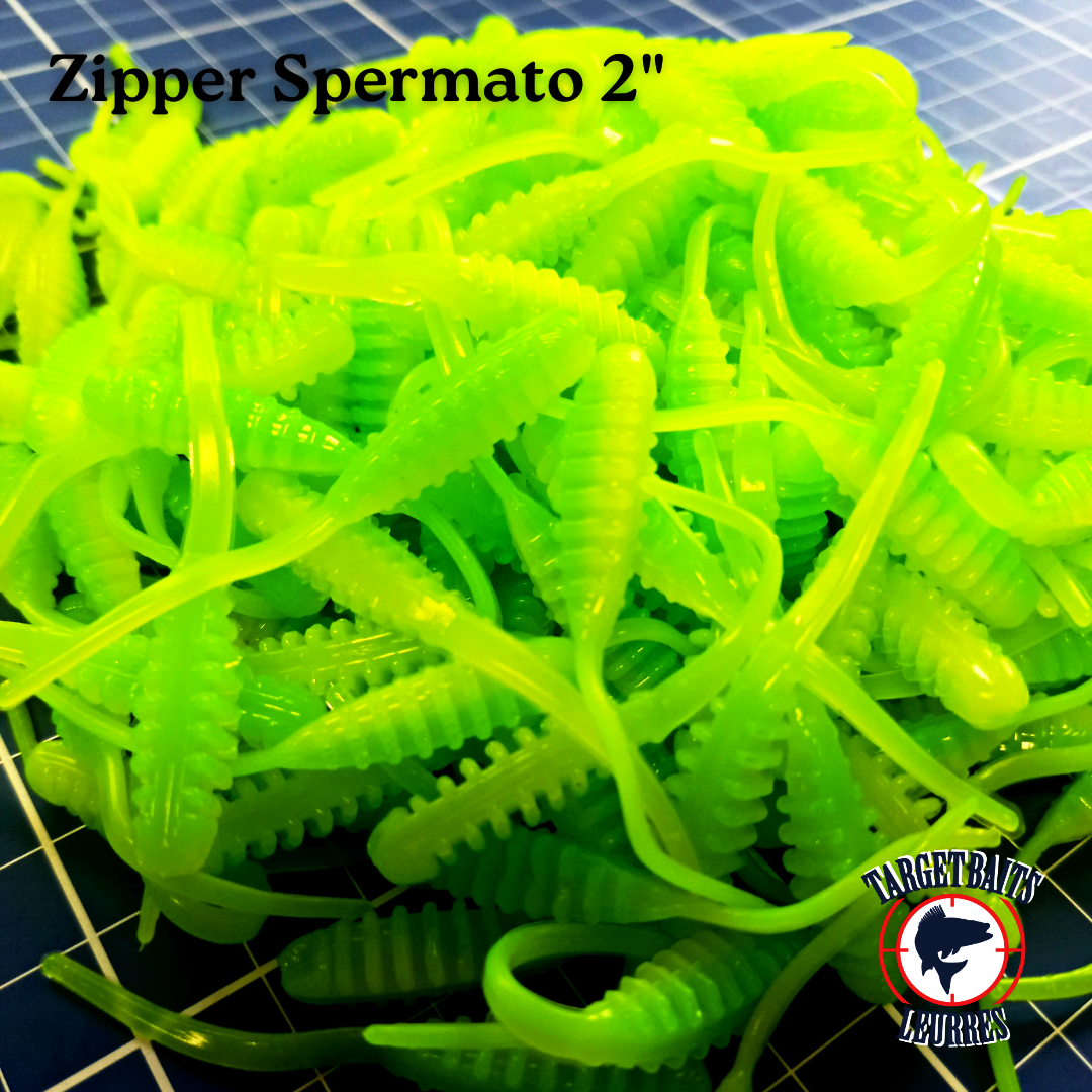 Leurre souple Zipper Spermato, Lemon Lime.